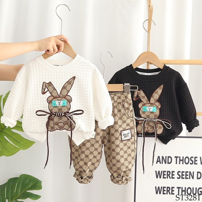 ST3281 BỘ THU ĐÔNG DÀI TAY HỌA TIẾT THỎ CHO BÉ