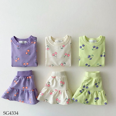 SG4334 SET ÁO VÁY CHERRY CHO BÉ GÁI