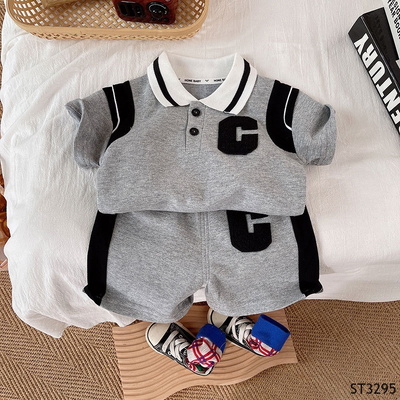 ST3295 BỘ POLO CỘC TAY CHỮ C CHO BÉ