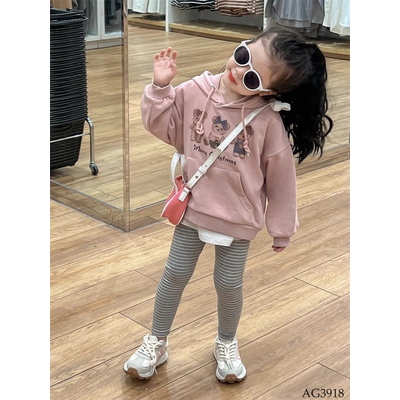 AG3918 ÁO HOODIE GẤU HỒNG CHO BÉ