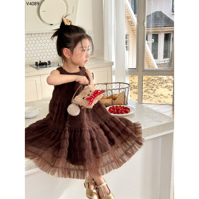 V4089 VÁY VOAN CỔ YẾM BÉ GÁI