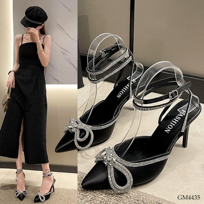 GM4435 GIÀY CAO GÓT MŨI NHỌN PHỐI NƠ CHO NỮ