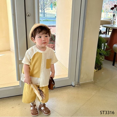 ST3316 BỘ SƠ MI CỘC TAY BÉ TRAI