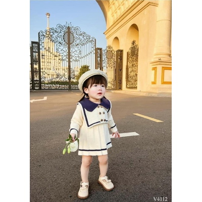 V4112  VÁY LEN CỔ SEN CHO BÉ