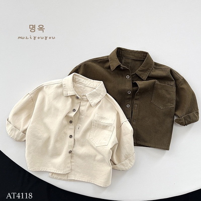 AT4118  Áo sơ mi Hàn Quốc trơn màu cá tính nhà Muziyouyou