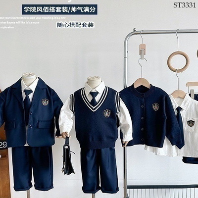 ST3331 ÁO KHOÁC+ÁO SƠMI+ÁO GILE+QUẦN CHO BÉ TRAI