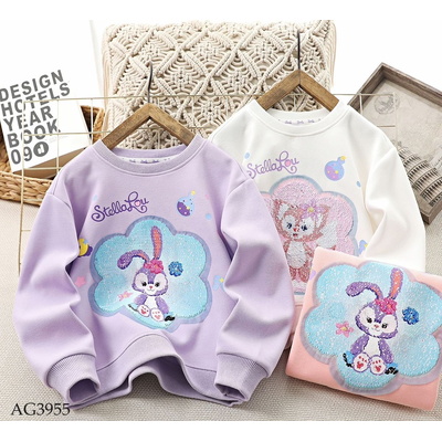 AG3955  ÁO NỈ SEQUIN IN HÌNH CUTE CHO BÉ GÁI