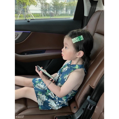 V4137 VÁY HOA SƯỜN XÁM CHO BÉ