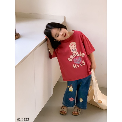 SG4423 SET ÁO PHÔNG MIX QUẦN JEAN IN HÌNH CUTE CHO BÉ