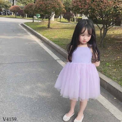 V4159  VÁY CÔNG CHÚA 2 DÂY BỒNG XÒE CHO BÉ