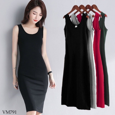 VM791 VÁY SUÔNG SÁT NÁCH TRƠN MÀU NỮ