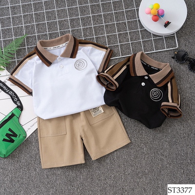 ST3377  BỘ POLO THÊU CHỮ CHO BÉ
