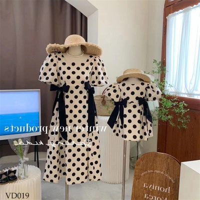 VD019 VÁY CHẤM BI PHỐI NƠ ĐÔI CHO MẸ VÀ BÉ