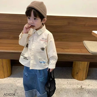 AT4204 ÁO SƠ MI HỌA TIẾT DÀI TAY CHO BÉ