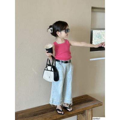 SG4567 -ÁO SÁT NÁCH HỒNG MIX JEANS SUÔNG