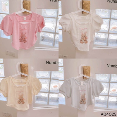 AG4025 ÁO THUN CỘC TAY HÌNH THỎ BÉ GÁI
