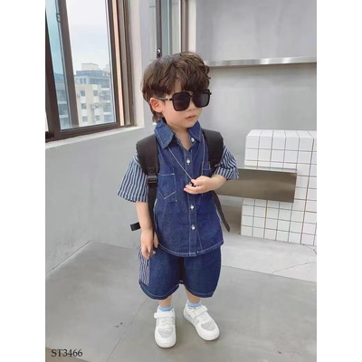ST3466 BỘ JEAN CỘC TAY CHO BÉ TRAI