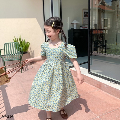 V4314-VÁY TAY BỒNG HỞ LƯNG NHÀ AMBBKIDS
