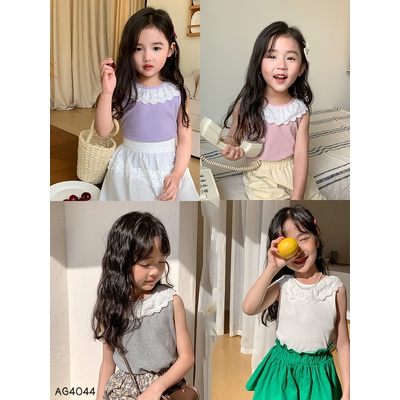 AG4044 ÁO SÁT NÁCH PHỐI CỔ REN BÉ GÁI