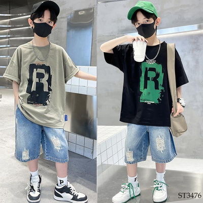 ST3476 SET ÁO PHÔNG MIX QUẦN SHORT BÉ TRAI