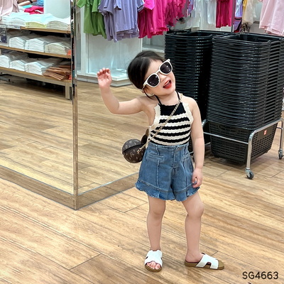 SG4663 SET ÁO YẾM MIX QUẦN SHORT JEAN BÉ GÁI
