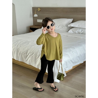 SG4656 SET ÁO THUN DÀI TAY MIX QUẦN ỐNG LOE BÉ GÁI