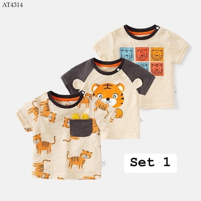 AT4314 SET 3 ÁO THUN CỘC TAY CHO BÉ TRAI