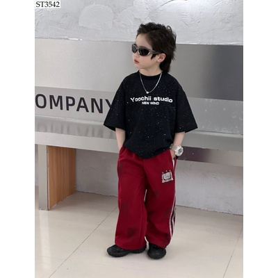 ST3542 SET ÁO PHÔNG MIX QUẦN ỐNG RỘNG CHO BÉ