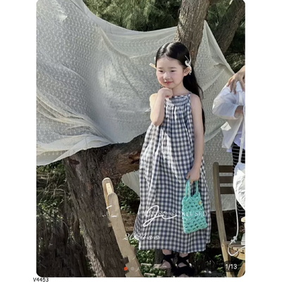 V4453 VÁY 2 DÂY KẺ BÉ GÁI