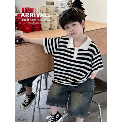 AT4355 ÁO KẺ CỘC TAY CỔ POLO HÃNG AOAOKIDS