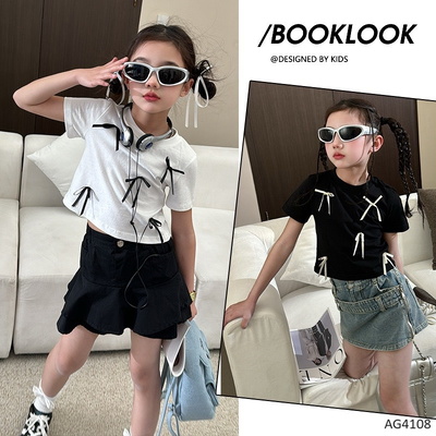 AG4108  ÁO BABYTEE NƠ BÉ GÁI