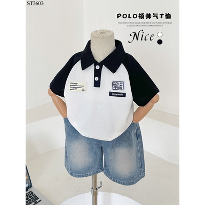 ST3603 SET ÁO POLO MIX QUẦN SHORT JEAN BÉ TRAI