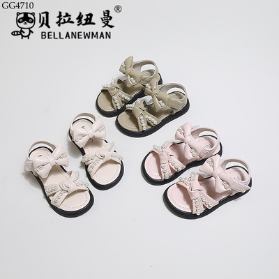 GG4710 DÉP SANDAL NƠ QUAI ĐÍNH NGỌC CHO BÉ