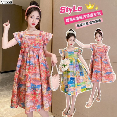 V4558 VÁY HỌA TIẾT SIZE ĐẠI CHO BÉ