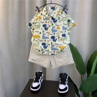 ST3646 ÁO SƠ MI CỘC TAY MIX QUẦN SHORT CHO BÉ TRAI