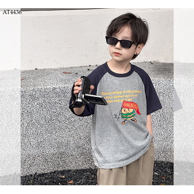 AT4436 ÁO PHÔNG BÉ TRAI HỌA TIẾT HOẠT HÌNH HÃNG AMBBKIDS