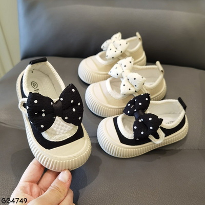GG4749 GIÀY VẢI NƠ BÉ GÁI