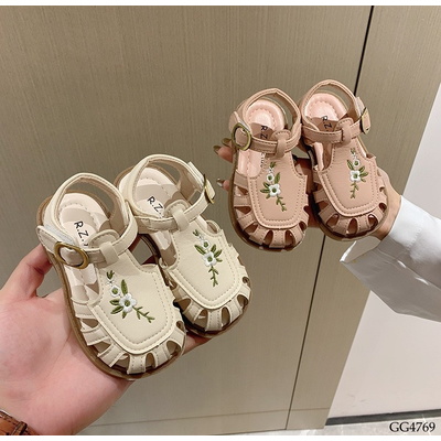 GG4769 SANDAL RỌ THÊU HOA CHO BÉ