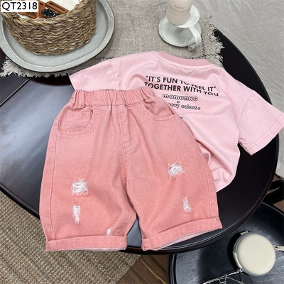 QT2318 QUẦN SHORT DENIM HỒNG CHO BÉ TRAI