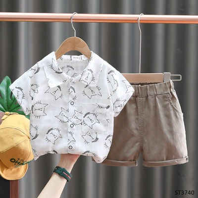 ST3740 SET SƠ MI MIX QUẦN KAKI