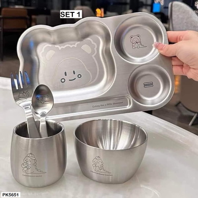 PK5651 SET 5 MÓN KHAY BÁT THÌA ĂN DẶM CHO BÉ