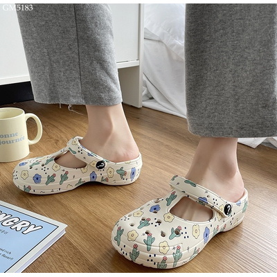 GM5183 DÉP CROCS HỌA TIẾT HOA
