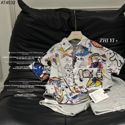 AT4532 ÁO SƠ MI CỘC TAY HÌNH VỊT DONALD