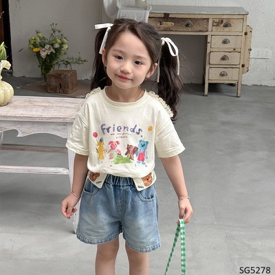 SG5278 SET ÁO PHÔNG MIX QUẦN SHORT BÉ GÁI HÃNG HSMMC
