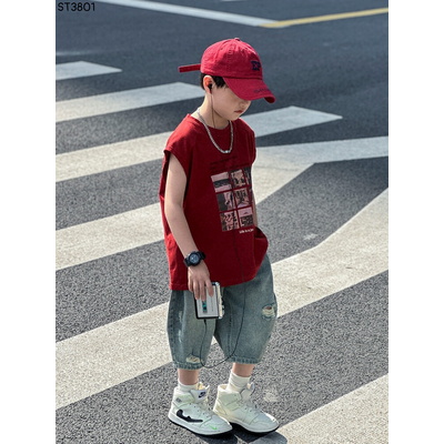 ST3801 SET ÁO BA LỖ MIX QUẦN SHORT JEAN BÉ TRAI