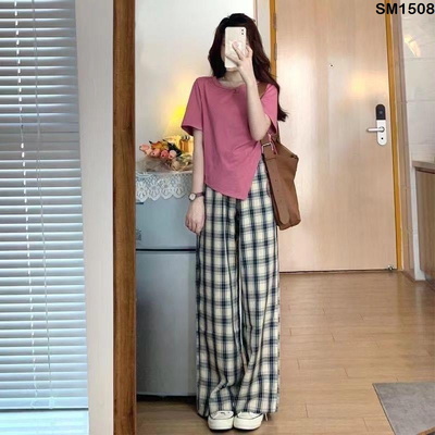 SM1508 Set áo thun và quần suông nữ