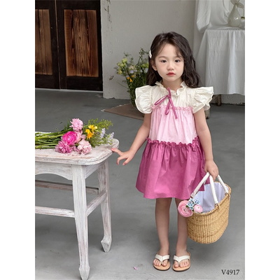 V4917 VÁY BABYDOLL PHỐI MÀU CHO BÉ GÁI