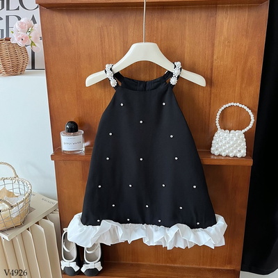 V4926 VÁY CỔ YẾM PHỐI BÈO CHO BÉ