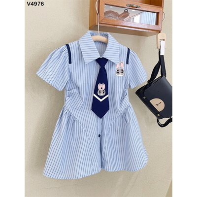 V4976 Váy kẻ xinh kèm cavat cho bé gái