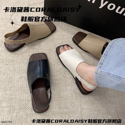 GM5709 SANDAL QUAI DA BẢN TO ĐẾ BẰNG